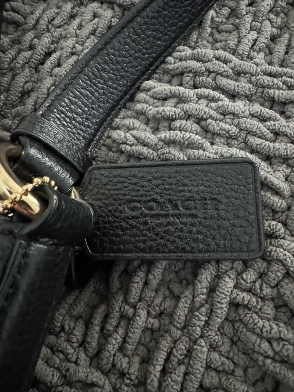 COACH Black Pebbled Leather Crossbody Bag with Gold Hardware